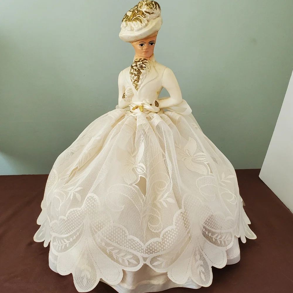 Vintage Chalkware Table/Desk Boudoir Lady Lamp, Art Deco 1930's - 1950's - Picture 1 of 13
